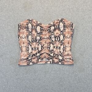 Candie’s Snakeskin Print Strapless Tube Top Ruched Front Stretch Size L